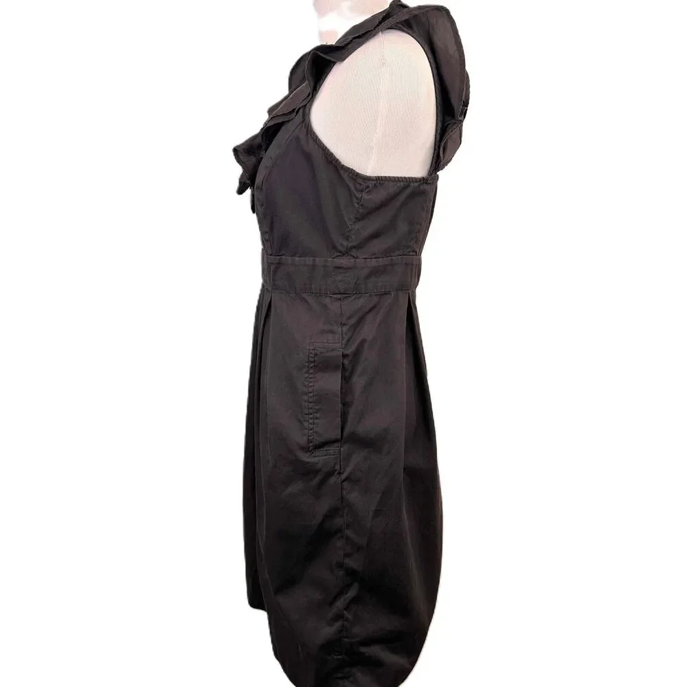 Moulinette Soeurs Brown Ruffle Trim Sleeveless Dress Size 6